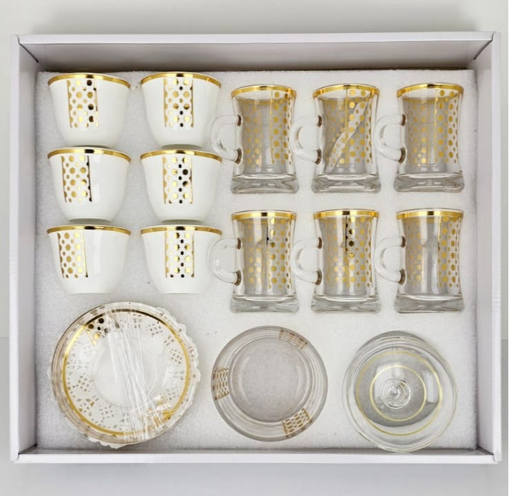 Radin Tea Cups With Soucers Cawa Cups Sugar Bowl Traditional Arabian Design Cups for Tea Coffee Perfect for Home And Office - Image 1